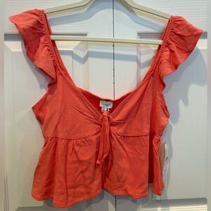 LA hearts keyhole linen babydoll top NWT